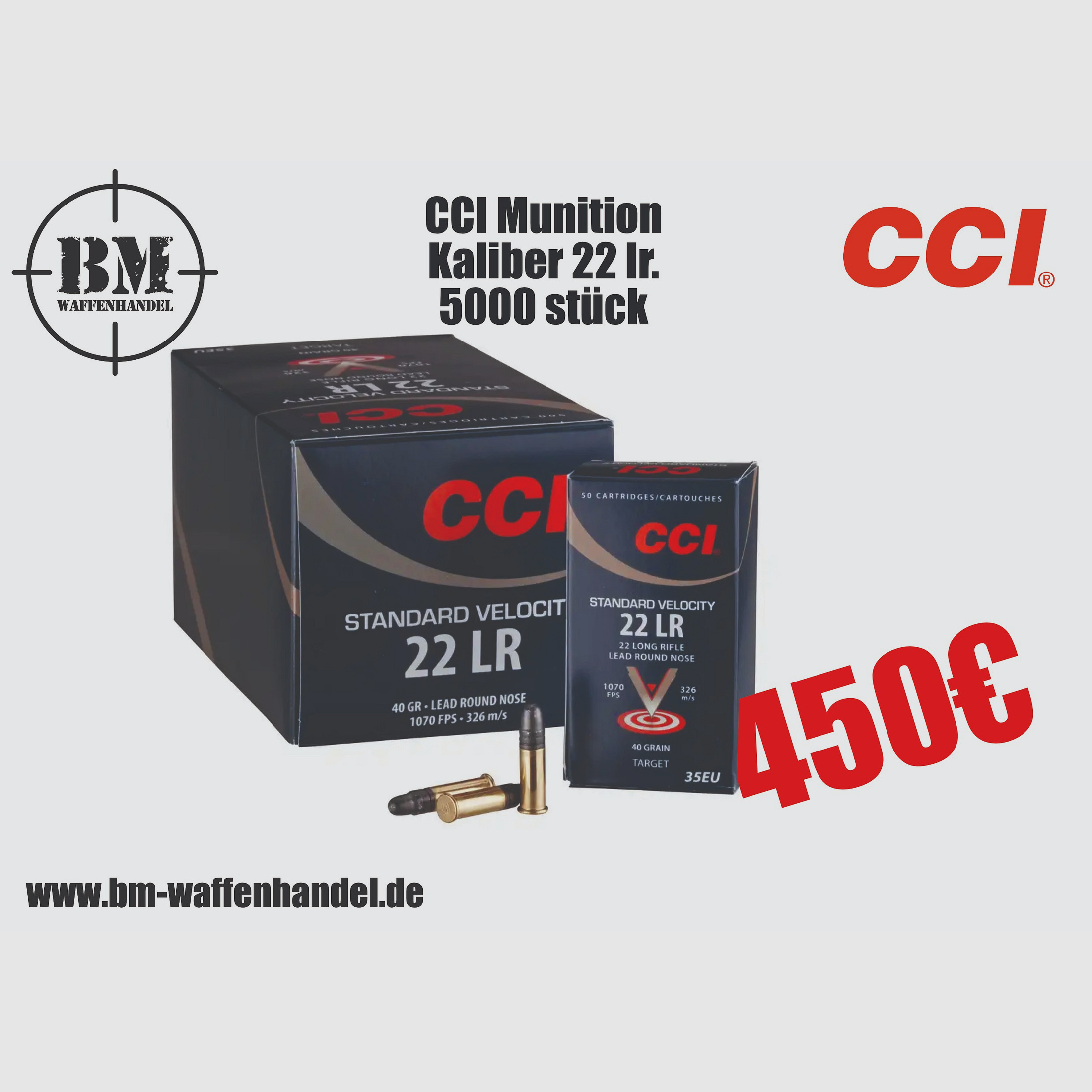 CCI Munition .22 lr Vitesse Standard KK 5000 coups
