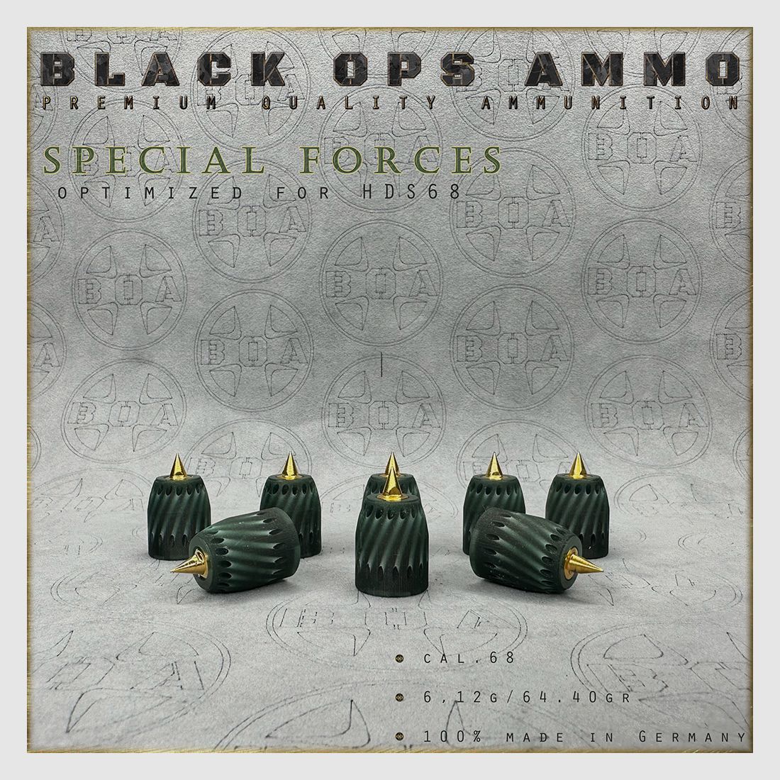 8x Special Forces BLACK OPS AMMO Airgun TS HDS 68 Cal.68 Munition HDS68  TS68