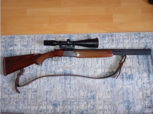 Bockbüchsflinte Brünner Mod. 5022 Kal 12/70, 7x57R, E- Lauf Keppler Kal. 5,6x52R + ZF Frankonia (Docter) 3-12×56 Leuchtabsehen 4 met Punt