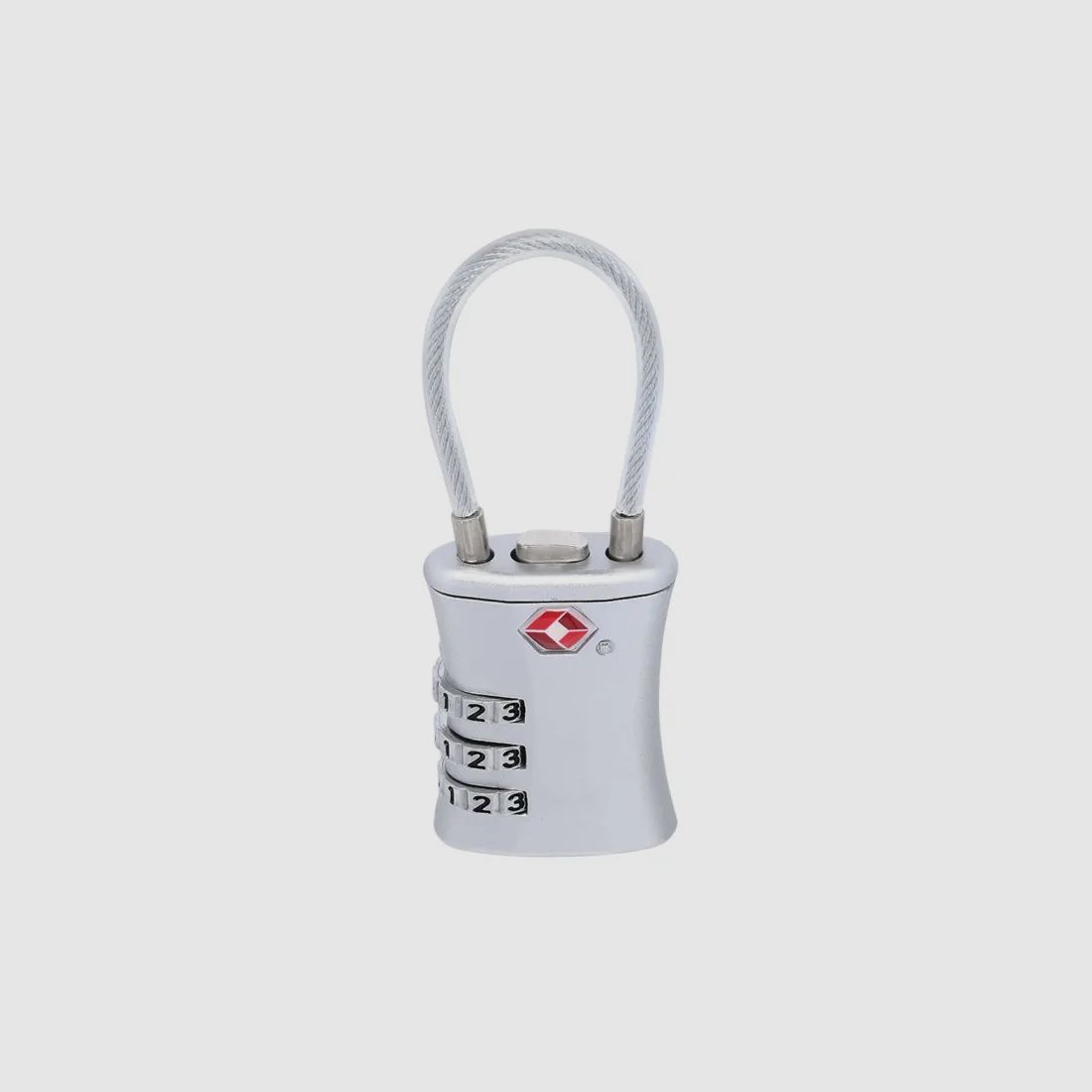 TSA luggage lock "Comfort" with steel cable in silver