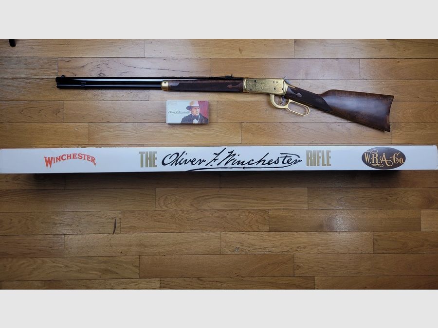 Winchester Kommemoration « Oliver F. Winchester » 1894 – 20.000 Ex. – Wunderschöne Quadrillagen – 38-55Win – Originalverpackung – Zustand TOP!, Bild 1 von 30