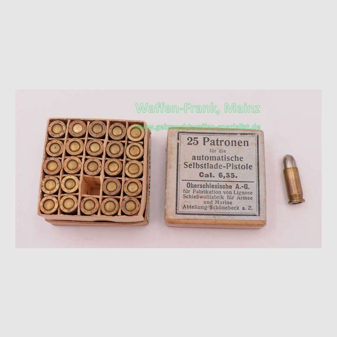 Munitions de pistolet Oberschlesische A.-G. 6,35mm Browning