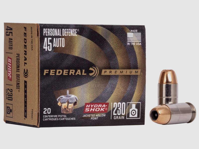 Federal Premium Personal Defense Hydra-Shok .45 ACP 230GR JHP 20 Patronen