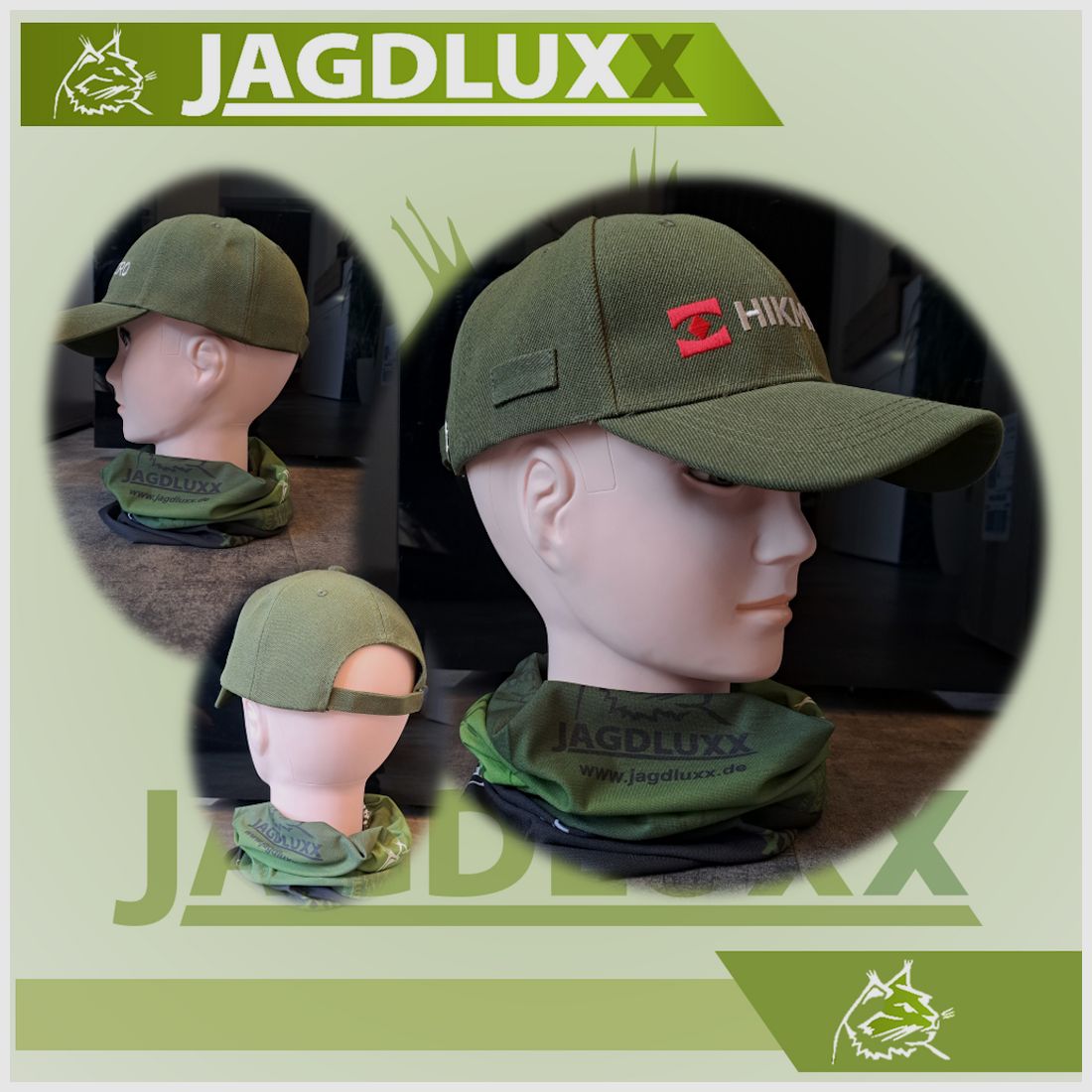 HIKMICRO Kappe dunkel oliv – klassische Jagdkappe mit Logo-Stickerei