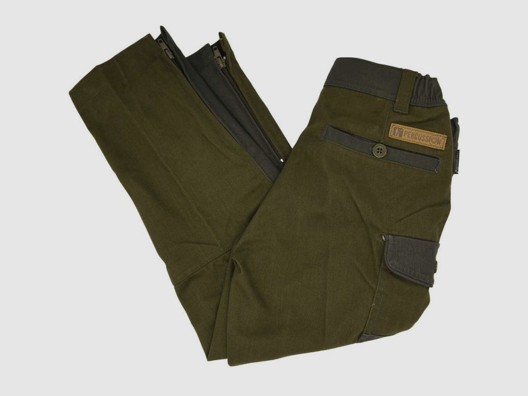 Pantalones de caza para niños kaki en poliéster-algodón repelente al agua, imagen 8 de 16