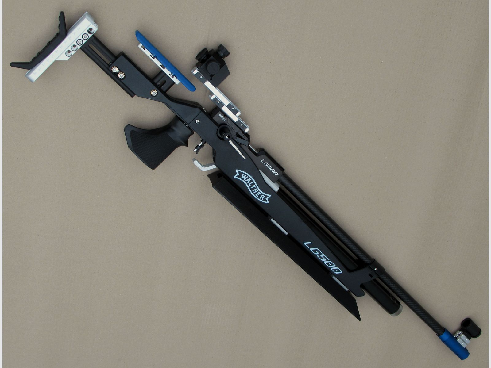 WALTHER LG500 BLACKTEC - AVEC PLAQUE DE SUPPORT ET DÉPLACEMENT ARRIÈRE DE LA VISEE