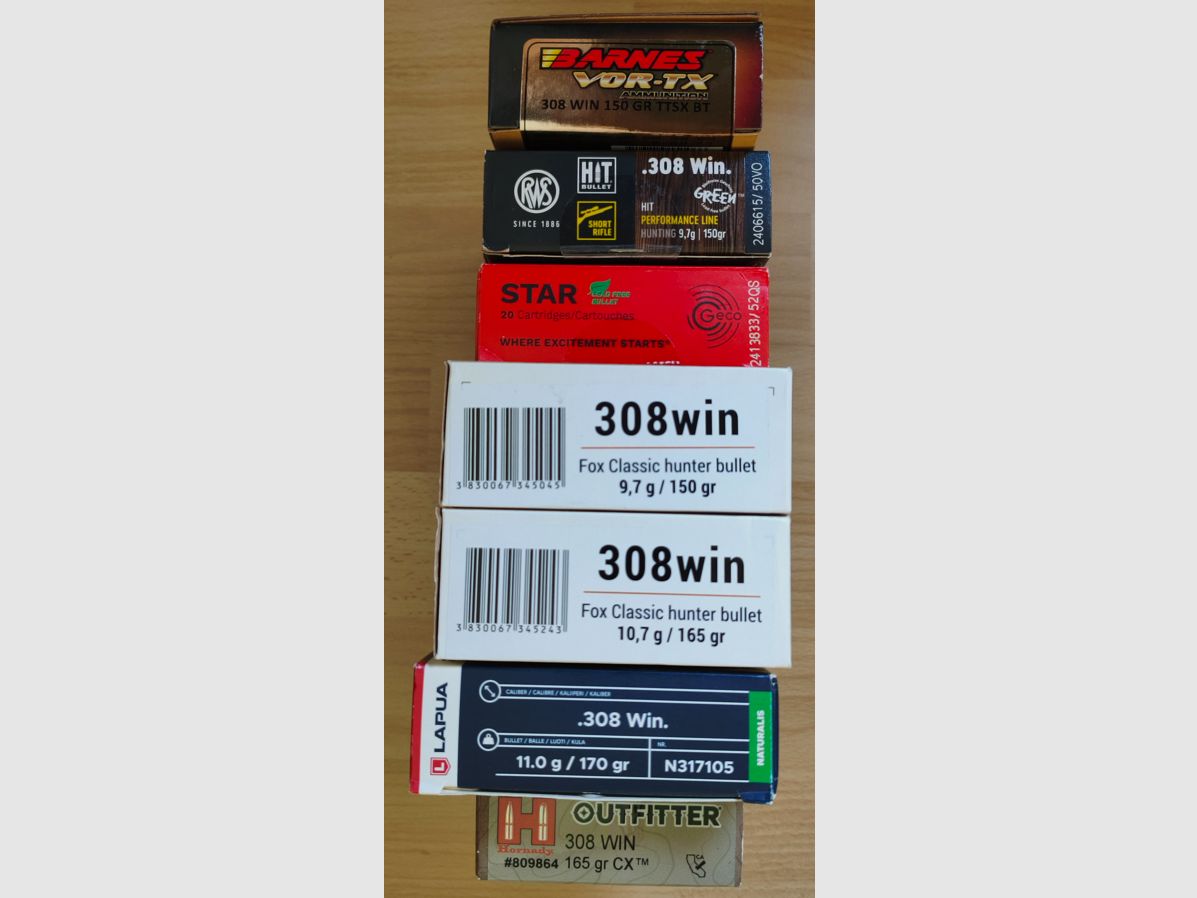 .308 Win. CARTUCCE DA CACCIA RWS, BARNES, HORNADY, GECO, LAPUA...