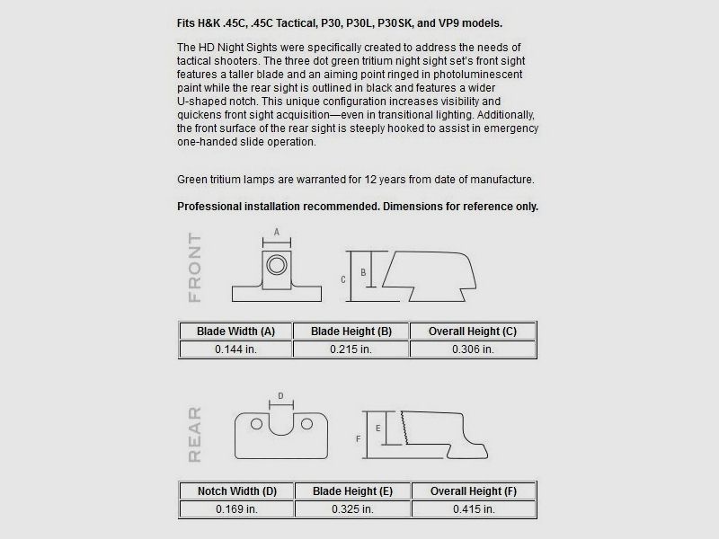 Sight Set HD Orange HK45C/P30, image 2 sur 3