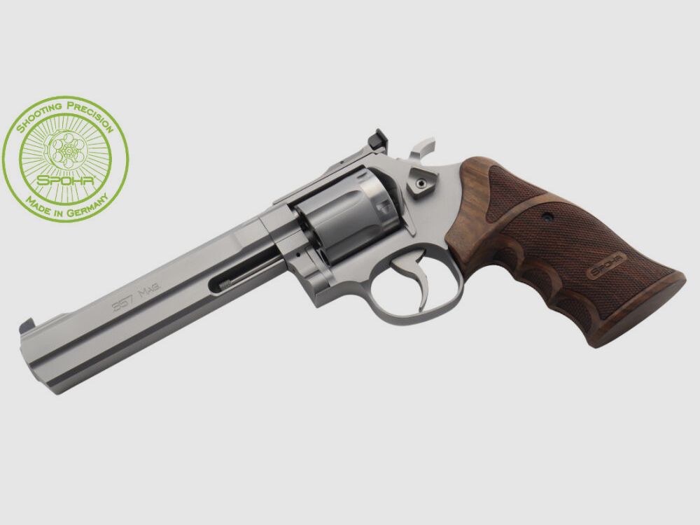 SPOHR L562 Standard 6.0 Stainless 6" Revolver with interchangeable cylinder 9mm Made in Germany