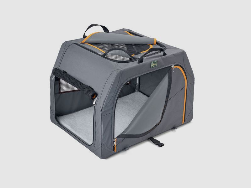 Hunter Hundetransportbox mit Aluminium-Gestell 91 x 61 x 58 cm Anthrazit/Orange