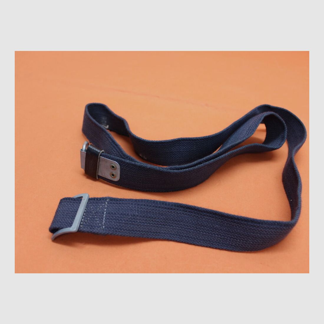 DDR NVA SURPLUS Kalashnikov AKM: Carrying strap fabric blue-gray NVA with carabiner hook (also suitable for AK74) SURPLUS