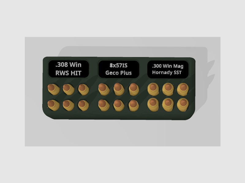 Waffenschrank Patronenhalter mit Austausch-Labels! - Für jede Büchse sofort die richtige Munition griffbereit. Kein Verwechseln! Magnetisches Organizer-System Universal