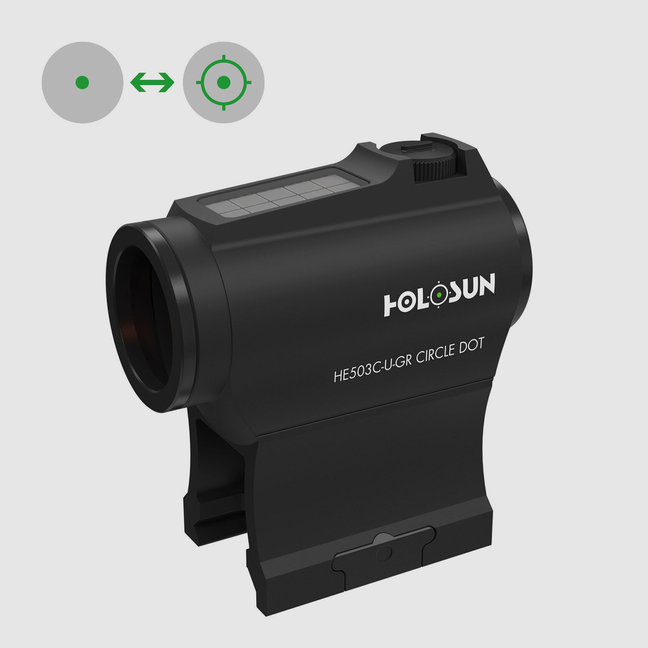 Holosun HE503C-U-GR Elite Micro Red Dot Sight – Punto Verde Circolare Failsafe Solare Shake Awake