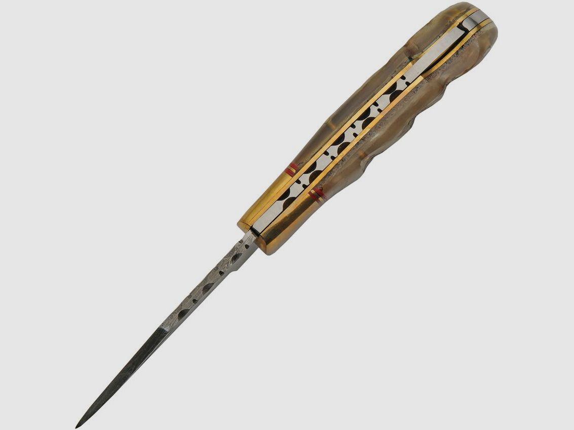 Damast Taschenmesser, Griff aus Widderhorn | 96964