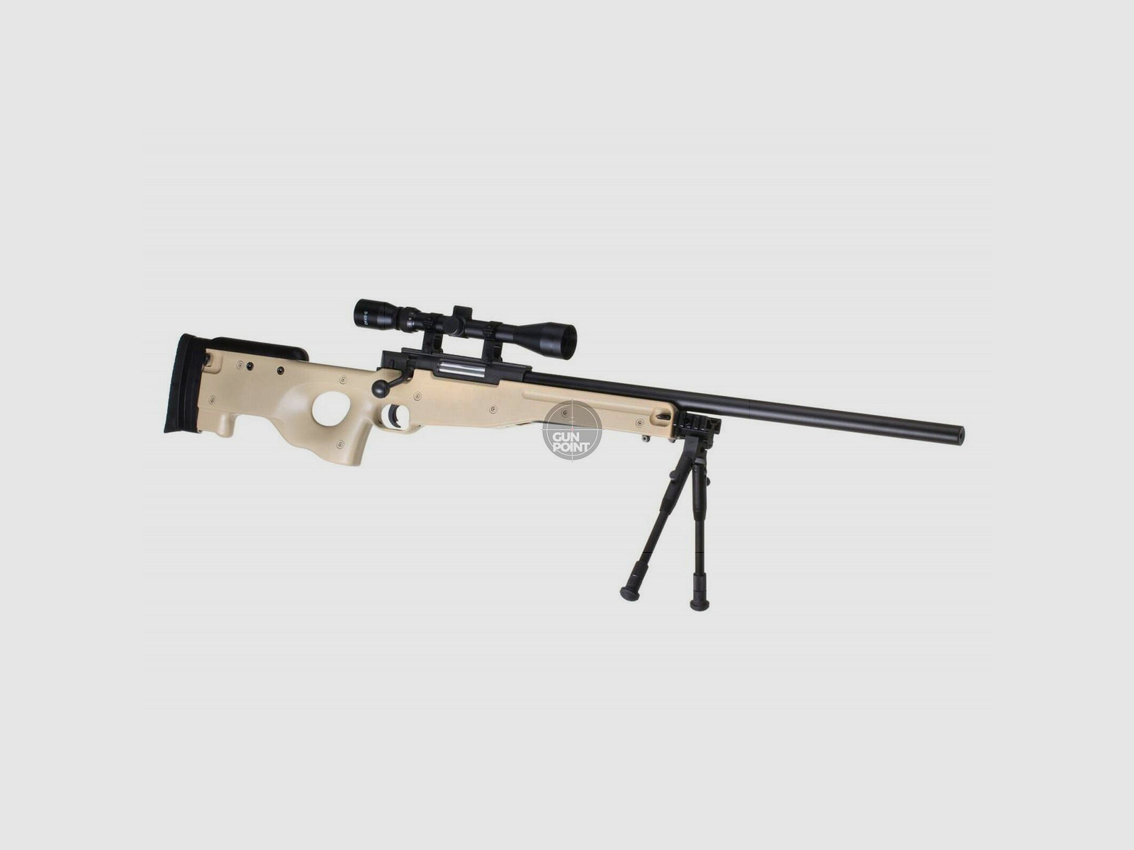Softair - Sniper - Well L96 Sniper Rifle Set Upgraded-Tan - ab 18, ber 0,5 Joule