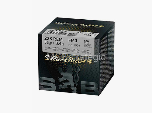 Sellier & Bellot .223 Rem. Vlm BT 3,6g/55grs. S+B .223Rem FMJ 55 grs - geen verzending, alleen afhalen!