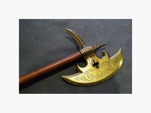 Mittelalter Axt Deko mit Holz - Stil Verzierungen, 73 cm Muster Denix ?