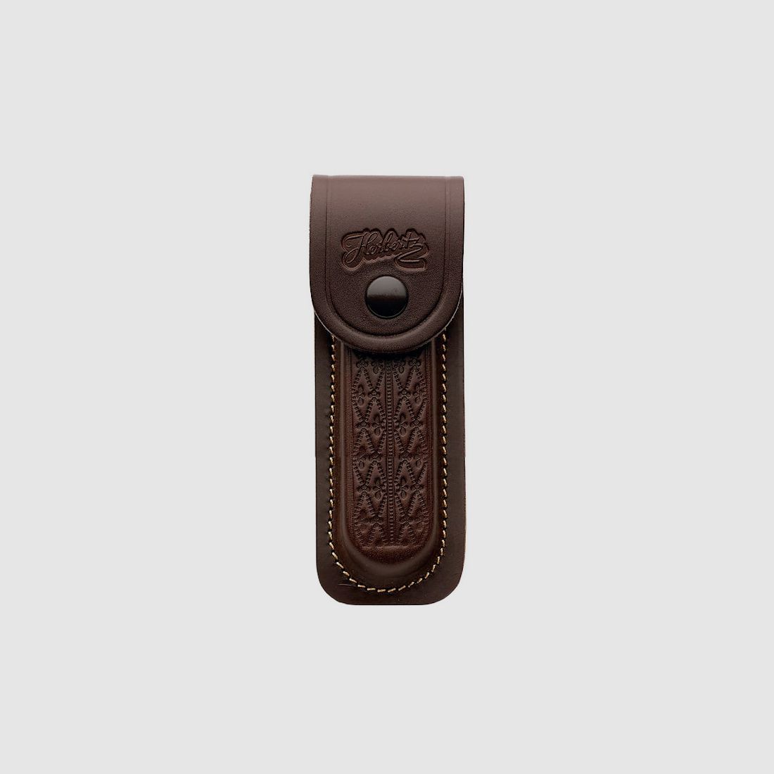 Lederetui braun mit Muster für Heftlänge 13cm, schmal schlank