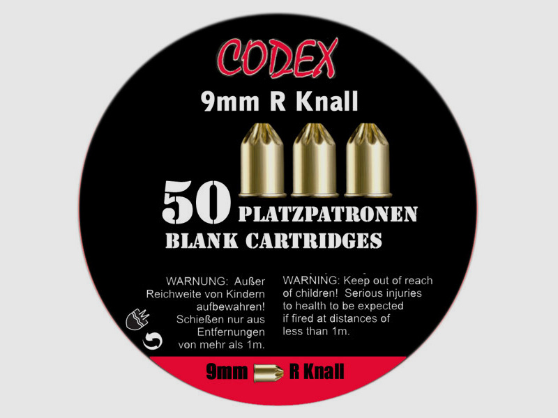 CODEX BLANK CARTRIDGES FOR SRS REVOLVER - 9MM R.K. - 50 CARTRIDGES