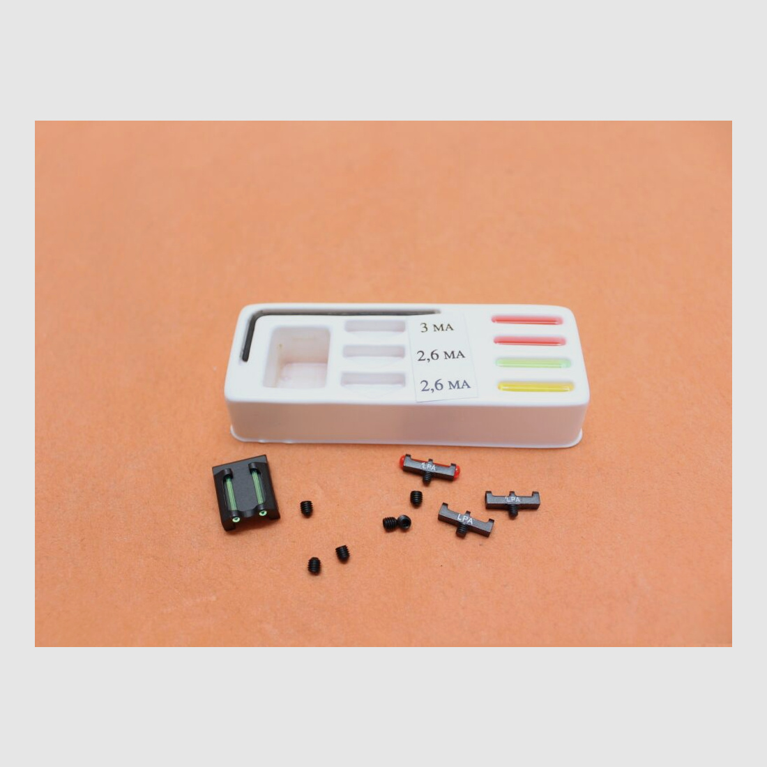 LPA. Conjunto de Slugs de Fibra Óptica LPA (BSS) para escopetas: mira de fibra óptica acoplable para rieles de cañón