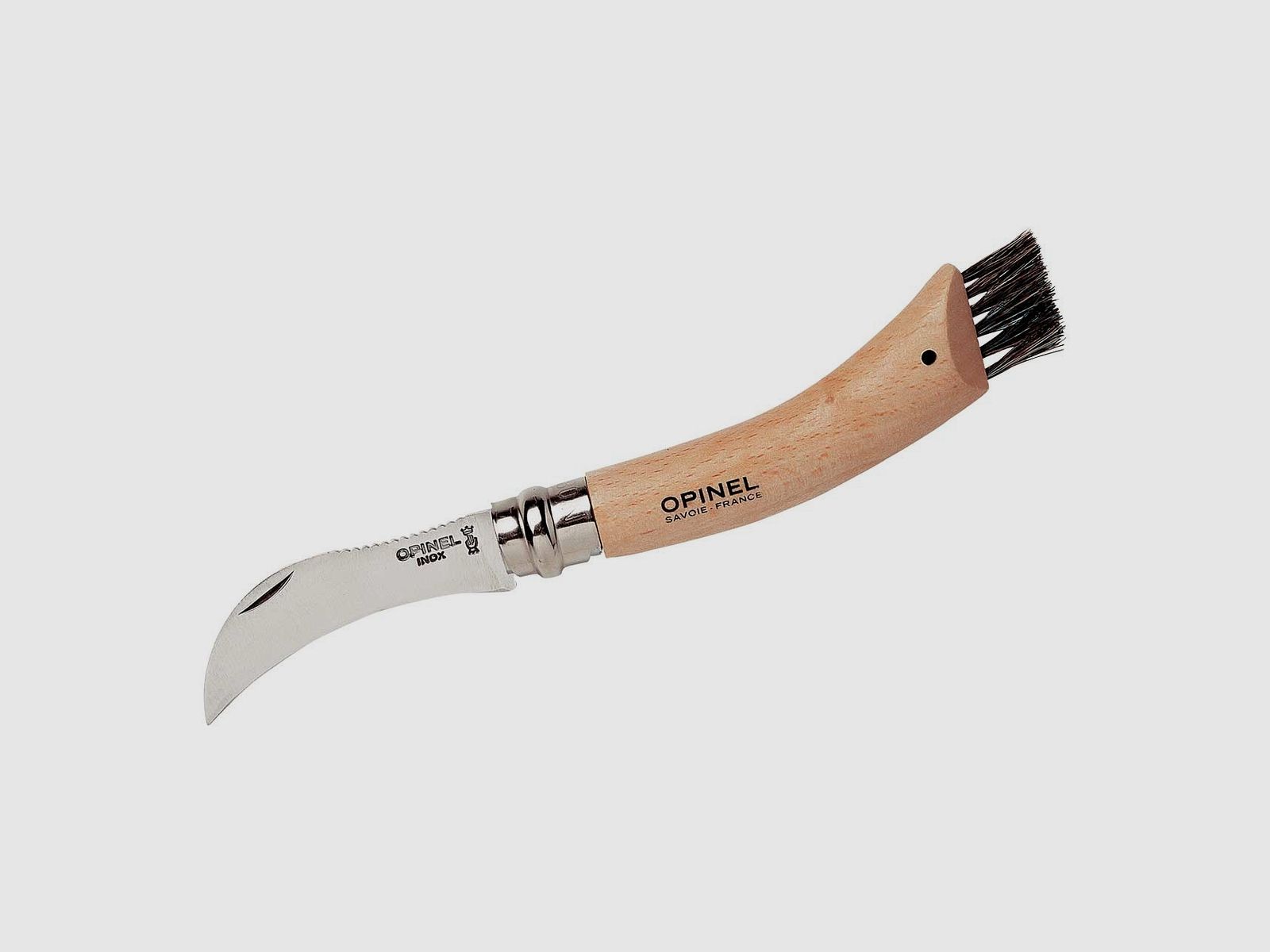 Opinel Pilzmesser rostfrei Buchenholz, Wildschweinborsten