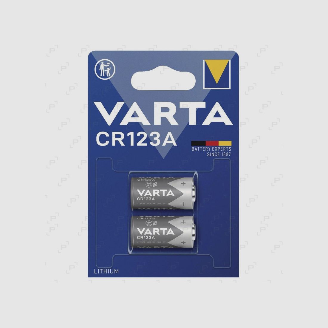 Blister mit 2 Lithiumbatterien VARTA CR123A 3V