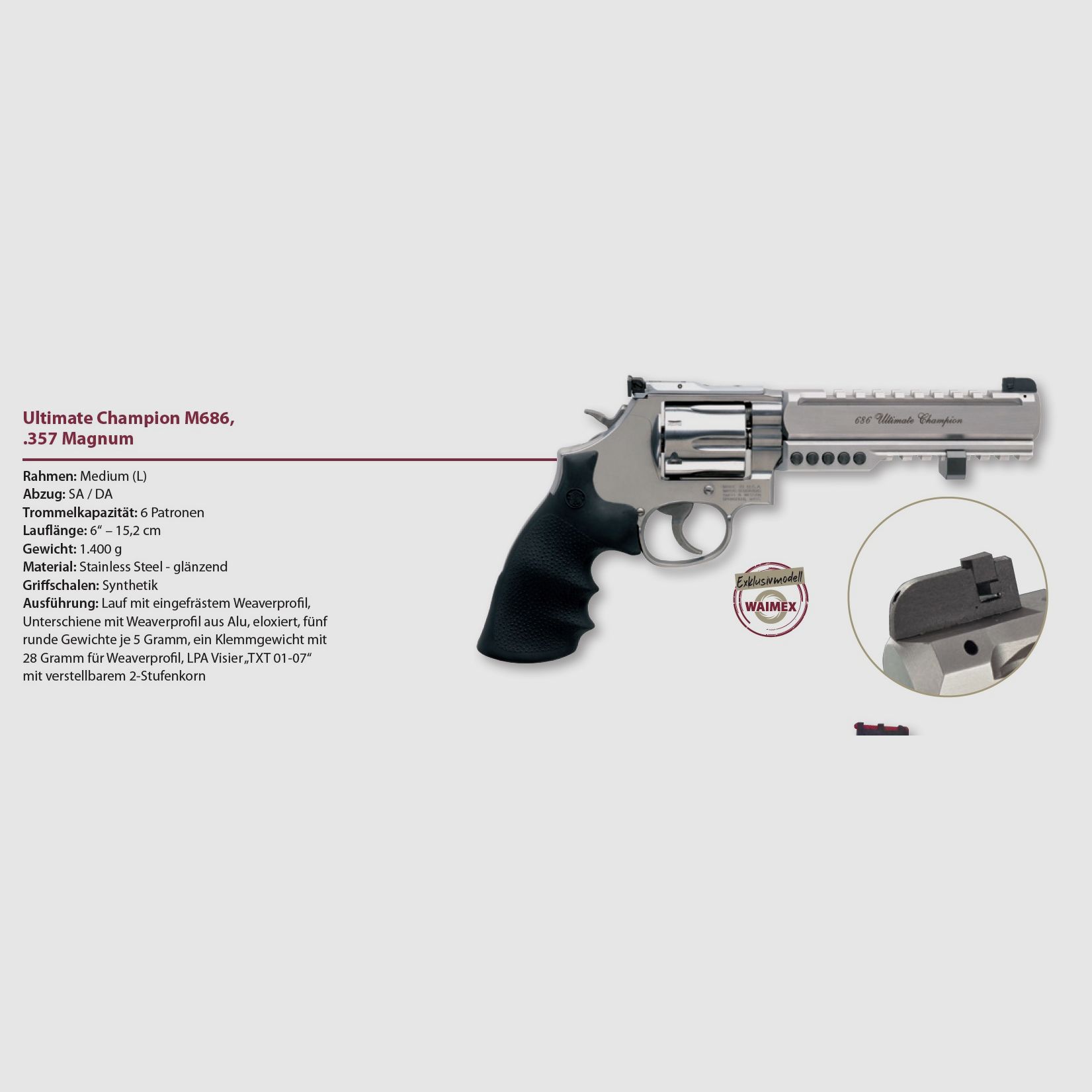 SMITH & WESSON Revolver Mod. 686-6' Ultimate Champion .357Mag, Bild 3 von 3