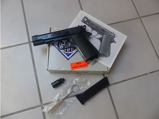ERMA EGP 459 ähnlich Colt Officer’s ACP (1911 Kompakt) Cal. 9mm PAK mit Ovp, Anleitung, Abschussbecher & Bürste sagenhafter Zustand aus Sammlung