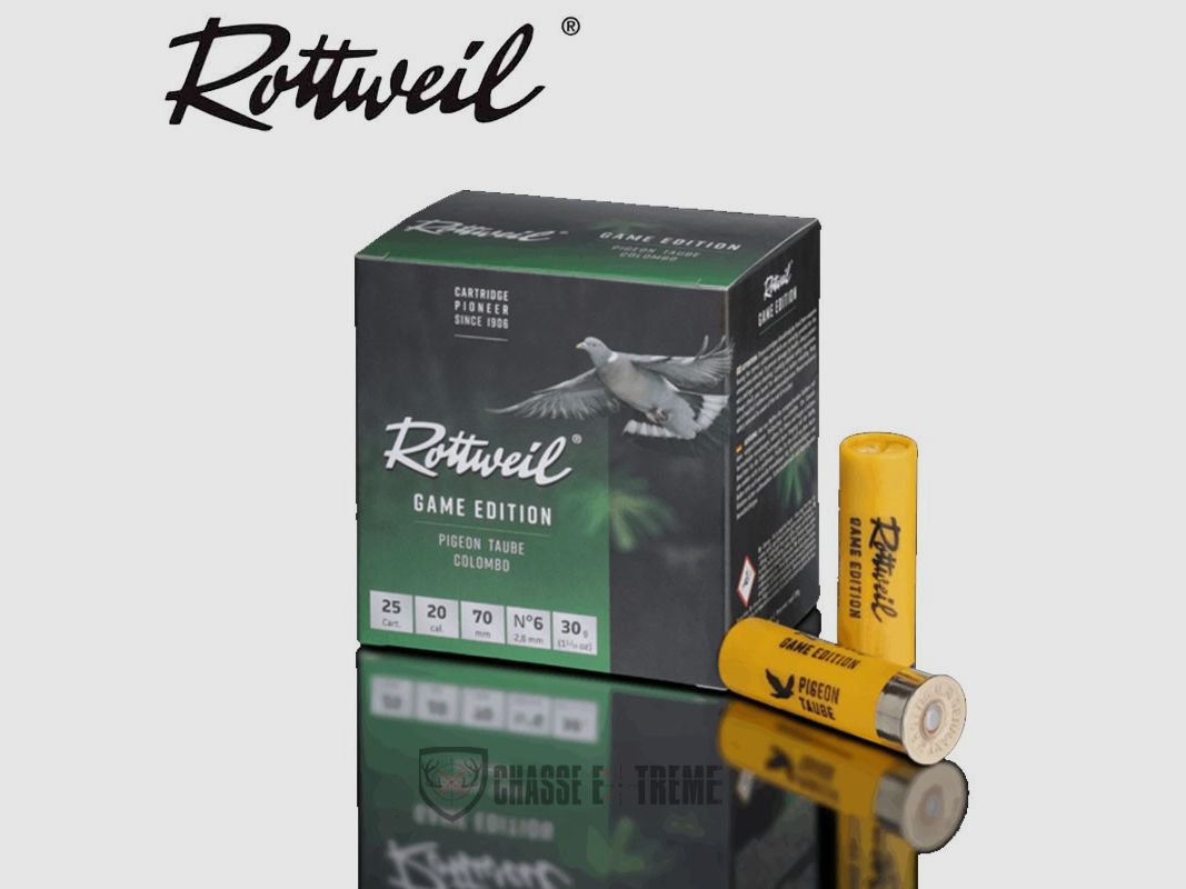 25 Patronen ROTTWEIL Game Edition Taube 30g Kal. 20/70 PB 6