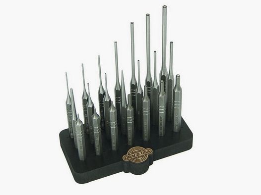 Set of 21 steel pins with block
