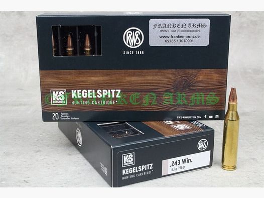 RWS Kegelspitz .243 Win. 96gr. 6,2g 20 pezzi prezzi all'ingrosso