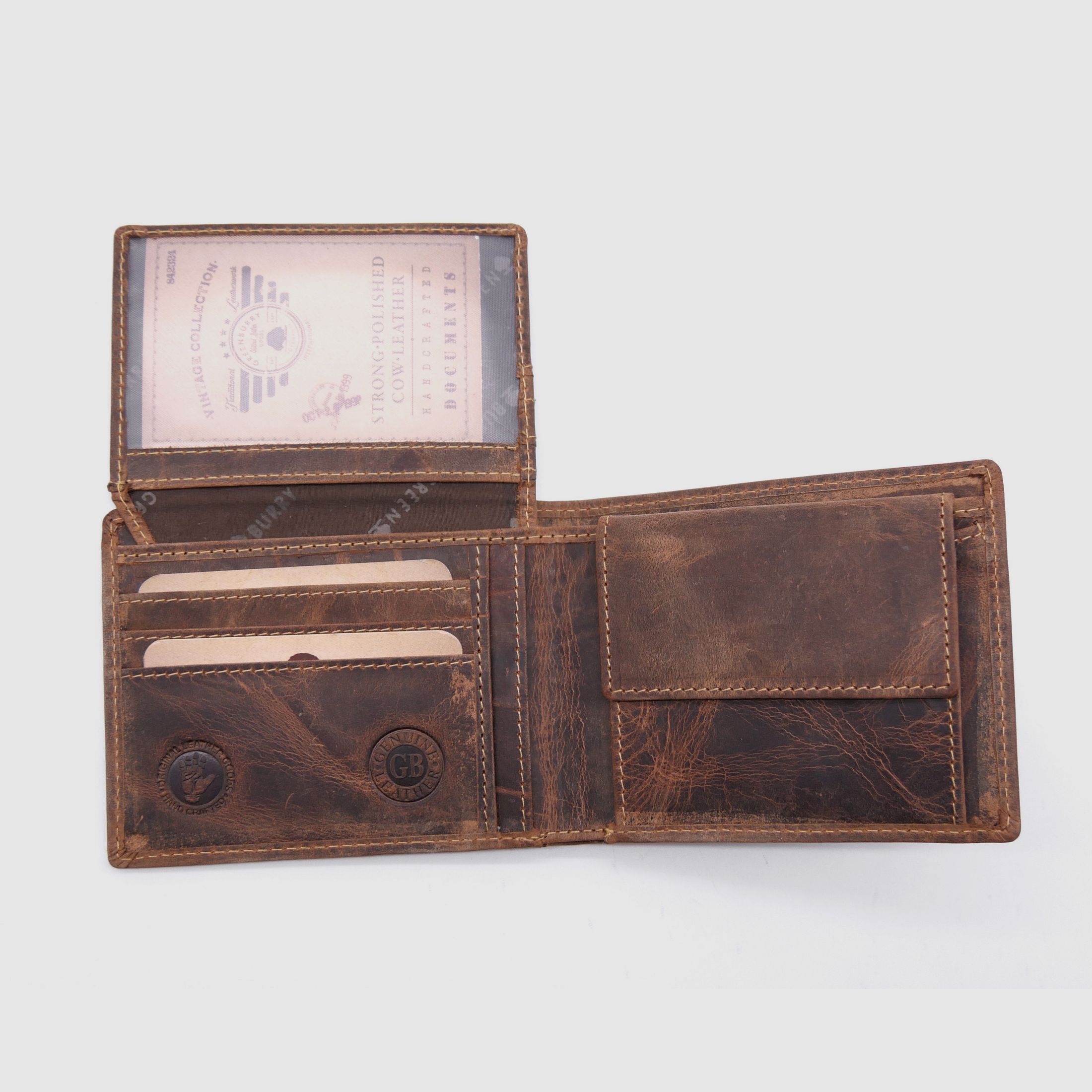 Greenburry leather wallet brown Vintage Animal Collection stag stag 1705-stag-25