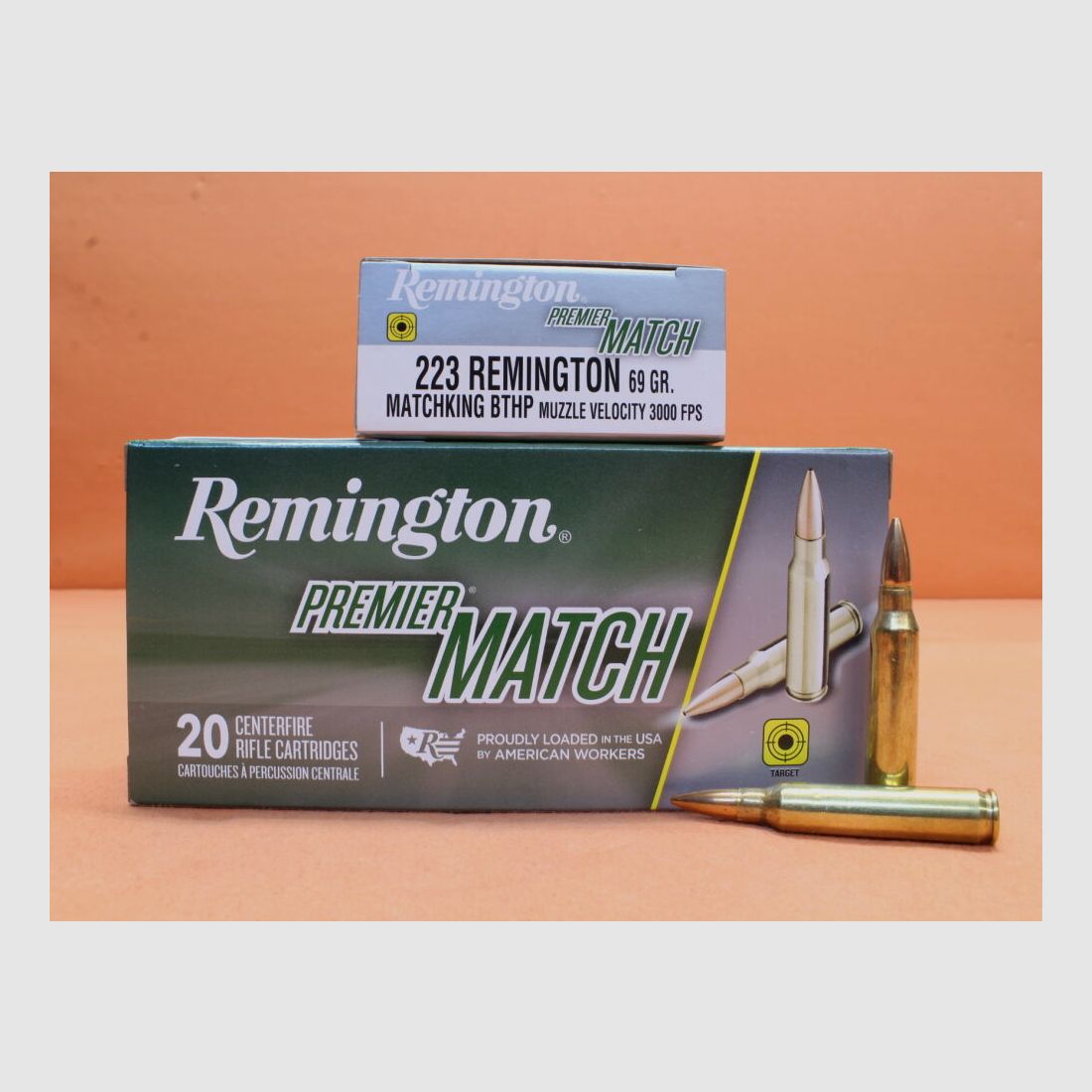 Remington cartucho .223Rem Remington 69grs BTHP (RM223R1) VE 20 cartuchos (Premier Match) Matchking/ 4,47g punta hueca torpedo trasera match