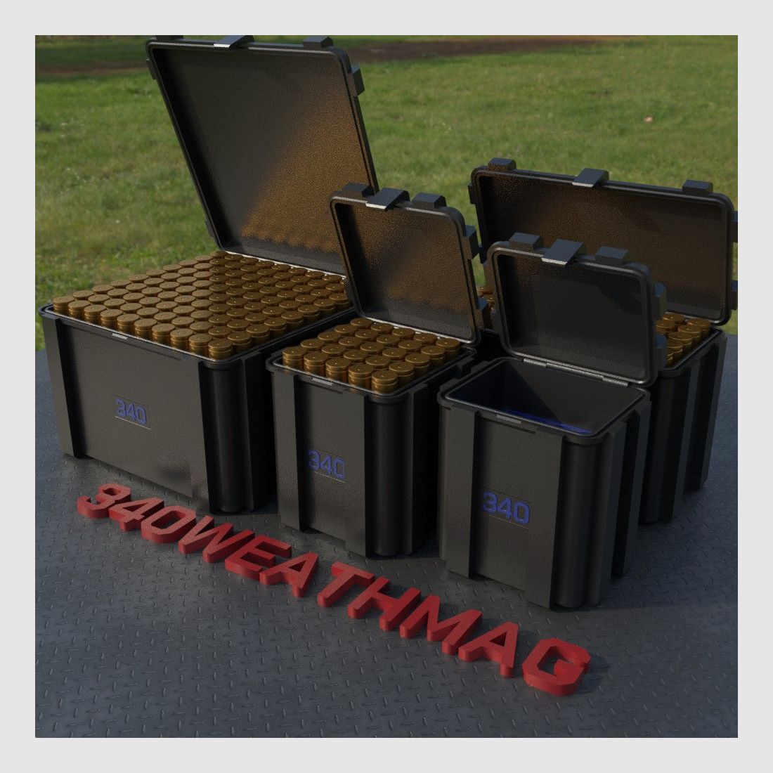 Filamelt Munitionsbox / Ammo Box .340 Weatherby Magnum – Patronenbox ‘Klappdeckel’ – 20 / 25 / 50 / 100 Runden