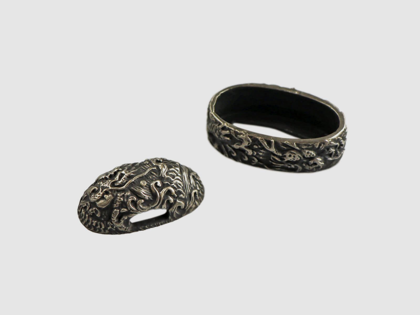 Ensemble Fuchigashira Ryu Dragon Japon Fuchi et Kashira pour Katana
