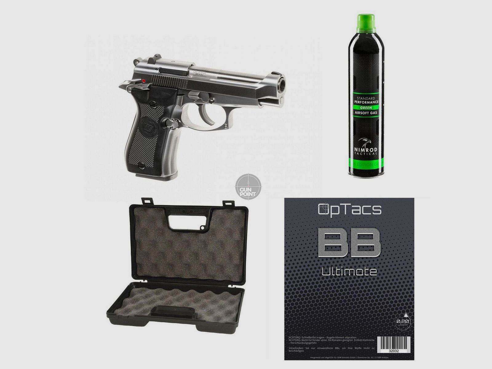 SET !!! Softair - Pistole - WE - M84 Full Metal GBB silver - ab 18, ber 0,5 Joule