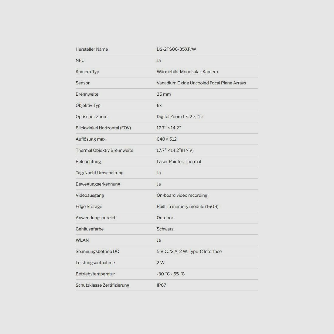 HIK OWL OQ 35 DS-2TS06-35XF/W dispositivo de imagen térmica