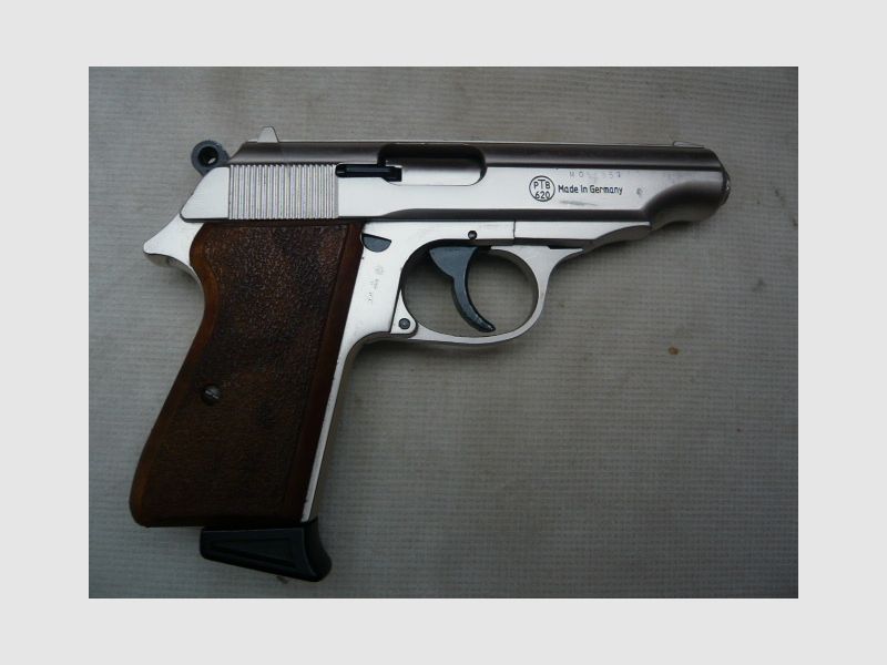 Walther PP pistol cal. 9 mm PAK nickel-plated