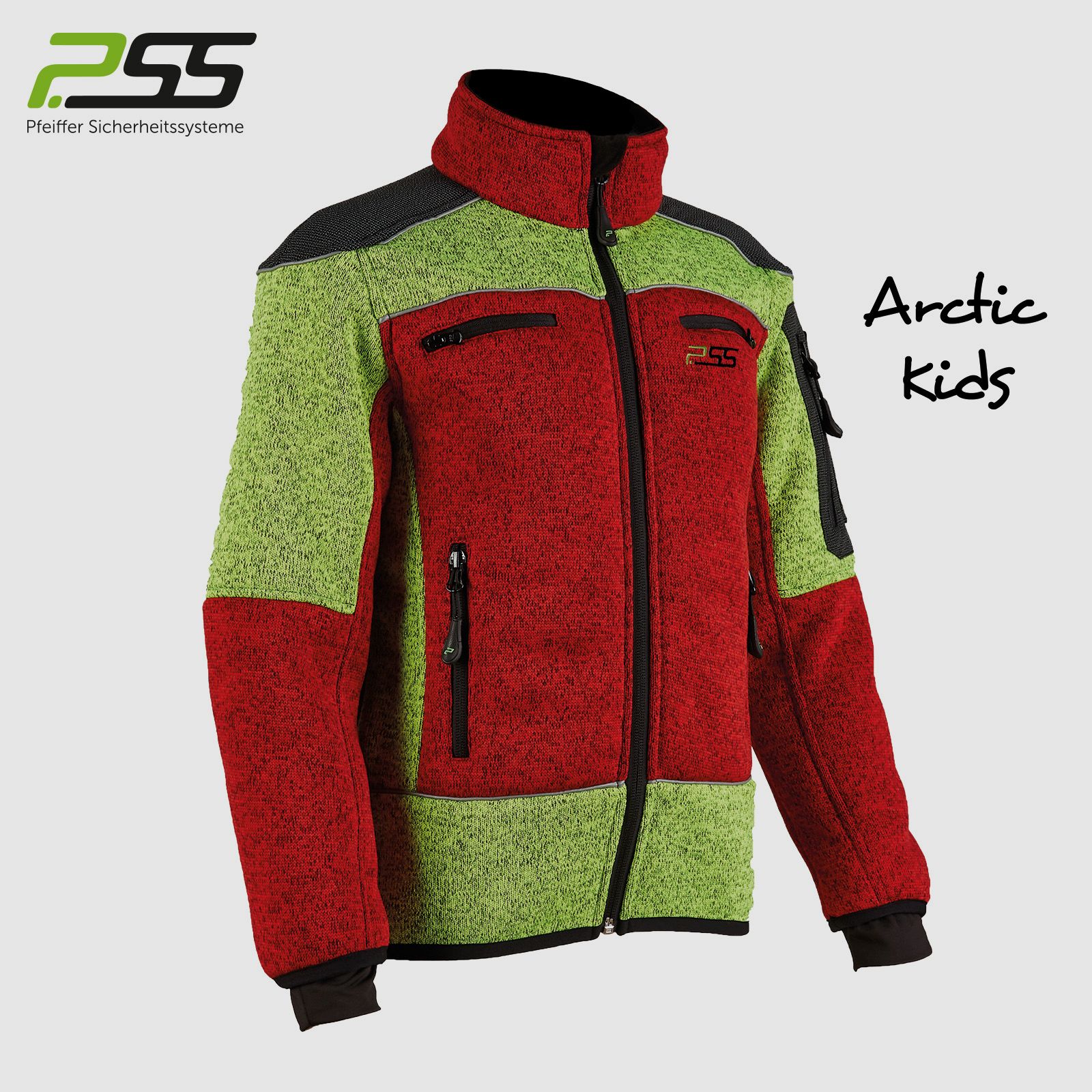 PSS X-Treme Kids Jacke Faserstrickjacke rot/gelb