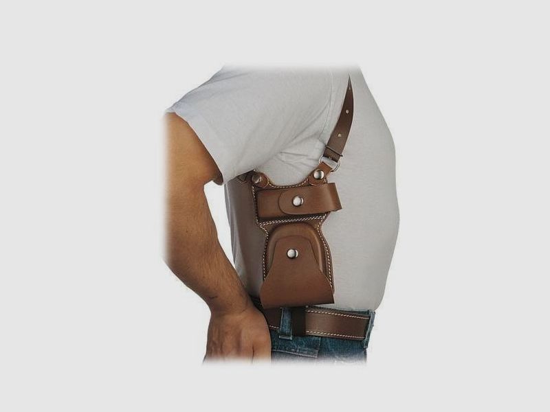 Schulterholster System KRIPO-Kombi Braun 9mm Para double row/SIG 226/Glock 17/19/USP 9mm