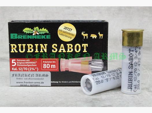 Brenneke Rubin Sabot 12/70 28g 5 piezas precios por volumen