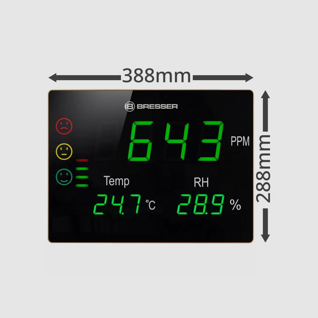 Misuratore di CO2 BRESSER Smile XXL con semaforo e schermo LED extra large, immagine 4 di 13
