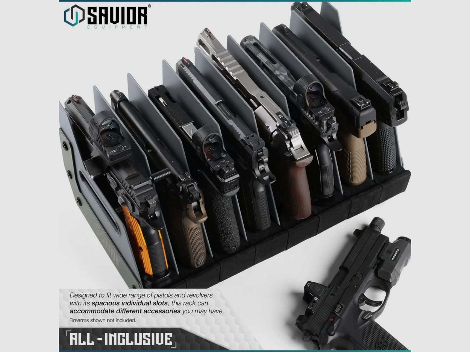 Savior – Soporte portátil para pistolas – 8 unidades – Mobile Pistol Storage Rack – Gris – RK-HAND-X8-GS, imagen 3 de 6