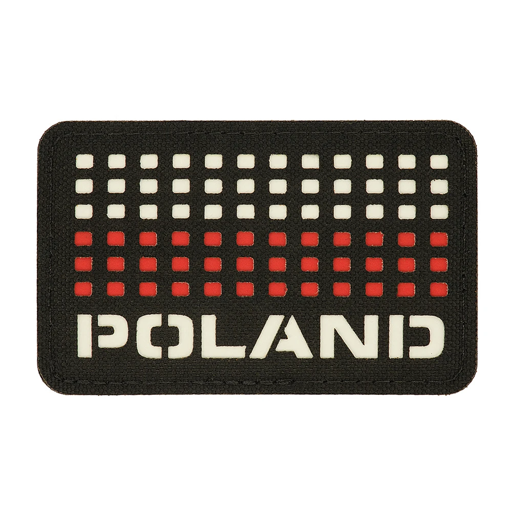 naszywka M-Tac Poland z flagą 50x80 Laser Cut czarna