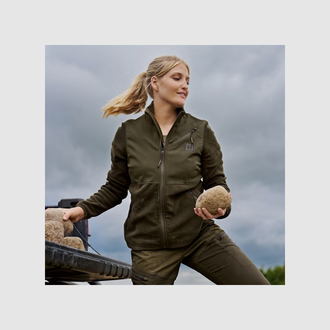 Damesjachtjas HARKILA FJELL fleecejack Hunting Green / Willow Green, afbeelding 4 van 5