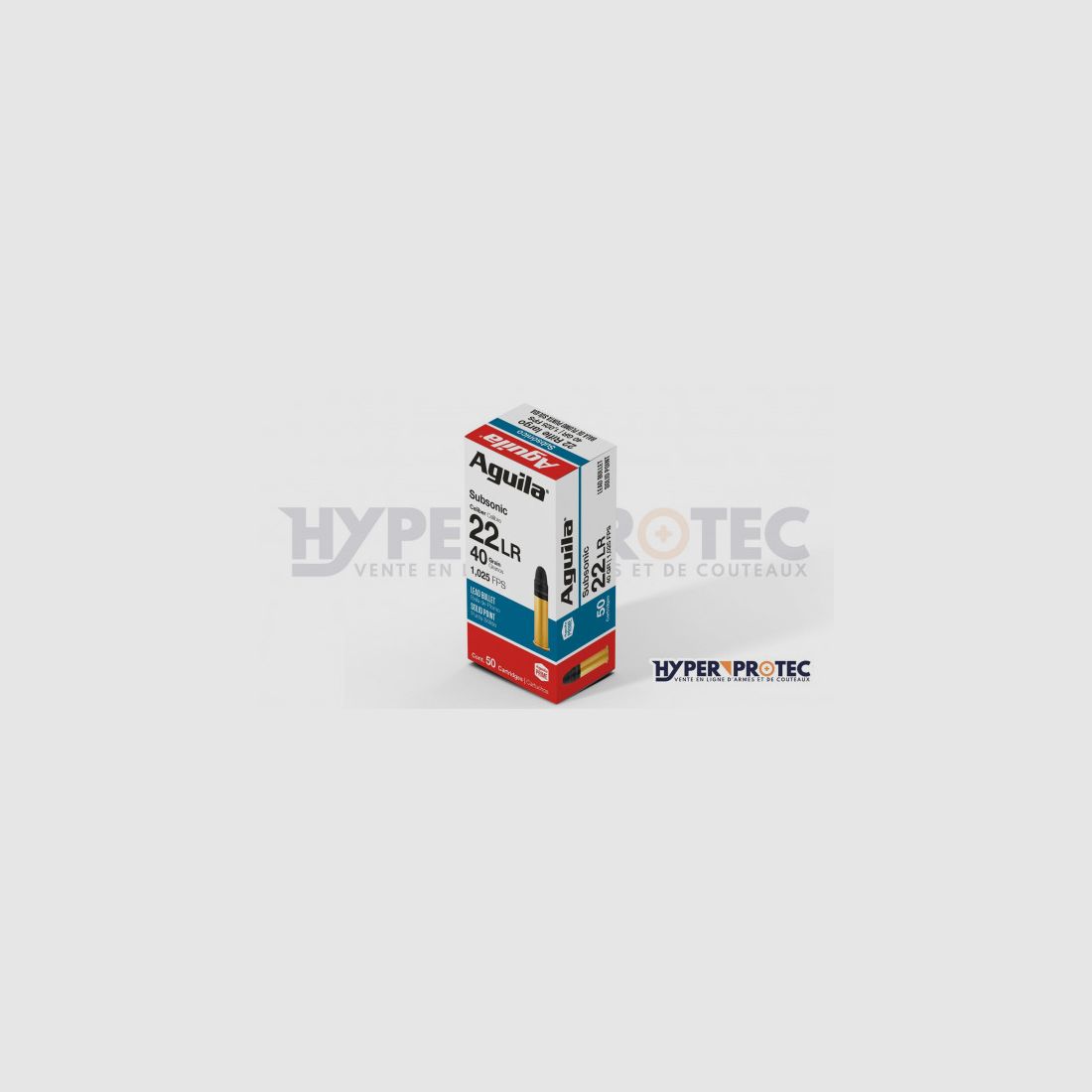 Munition 22 LR Aguila Subsonic Solid Point, image 1 sur 3