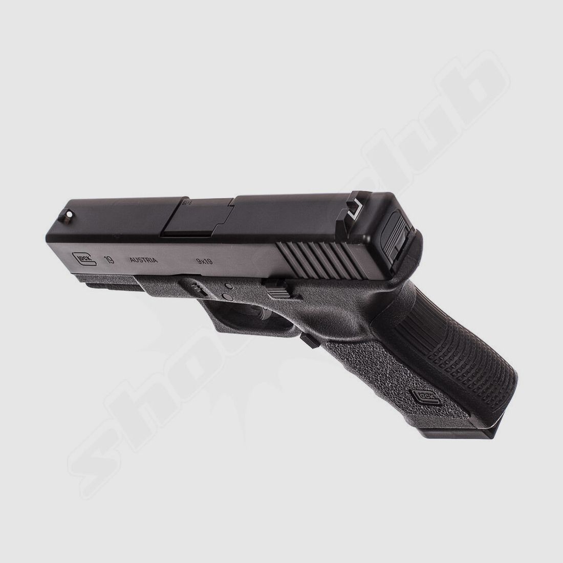 GLOCK	 Glock 19 CO2 Pistole 4,5 mm BB Kugelfang Set