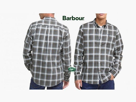 BARBOUR Shirt Mosswood cotton check light blue