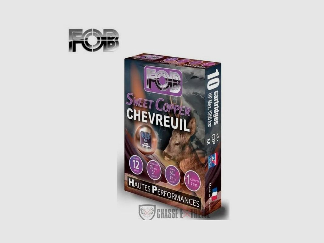 10 Cartucce FOB Sweet Copper Capriolo 36g Cal 12/76 Pb N°1