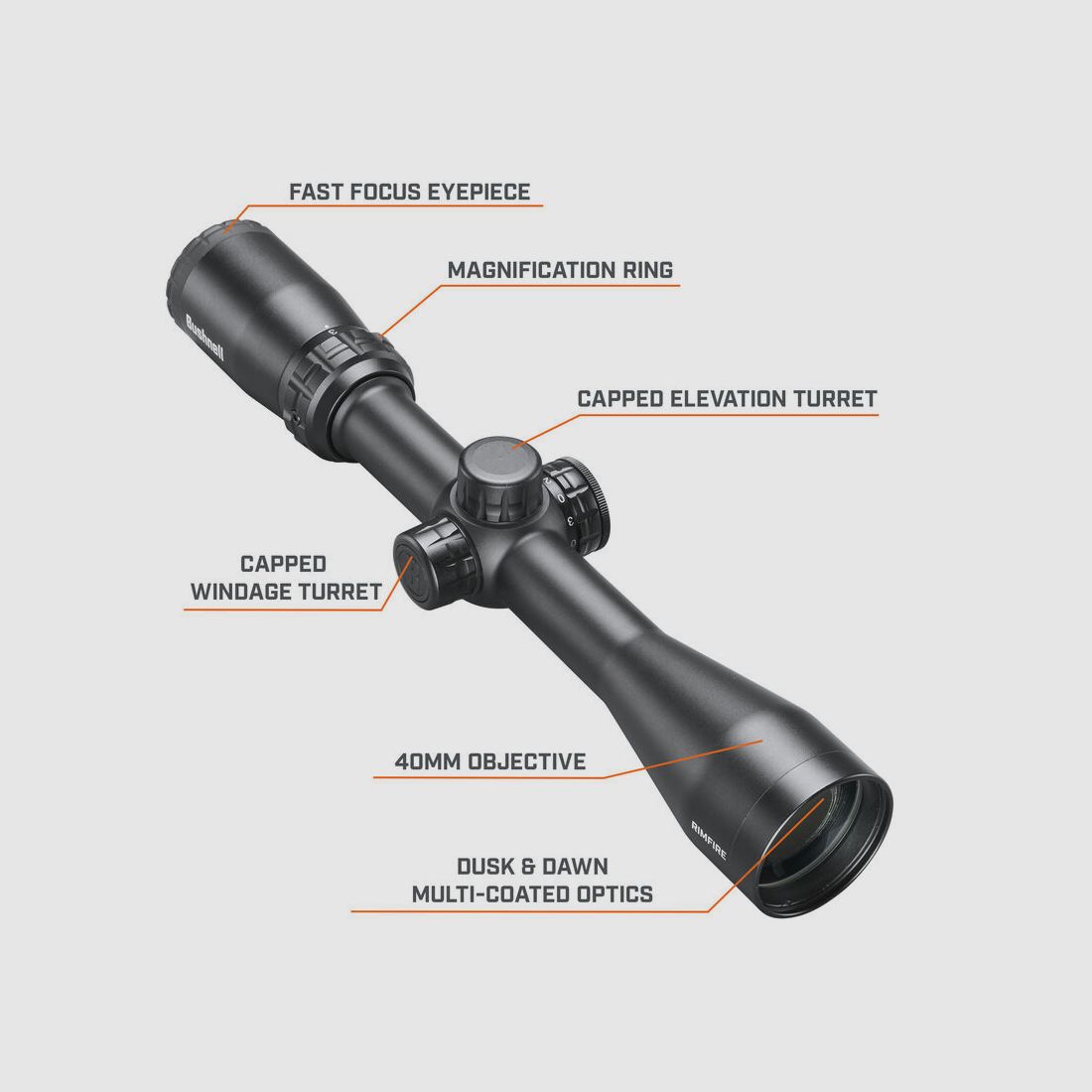 Bushnell richtkijker Rimfire 3-9x40 verlichte kruis Dropzone 22 SFP 25,4mm